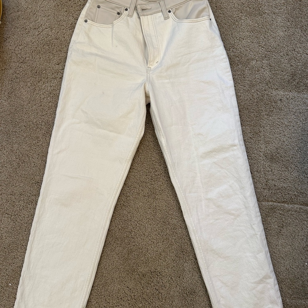 Abercrombie & Fitch Ultra High Rise - Vegan leather and denim. Size 8/29R.